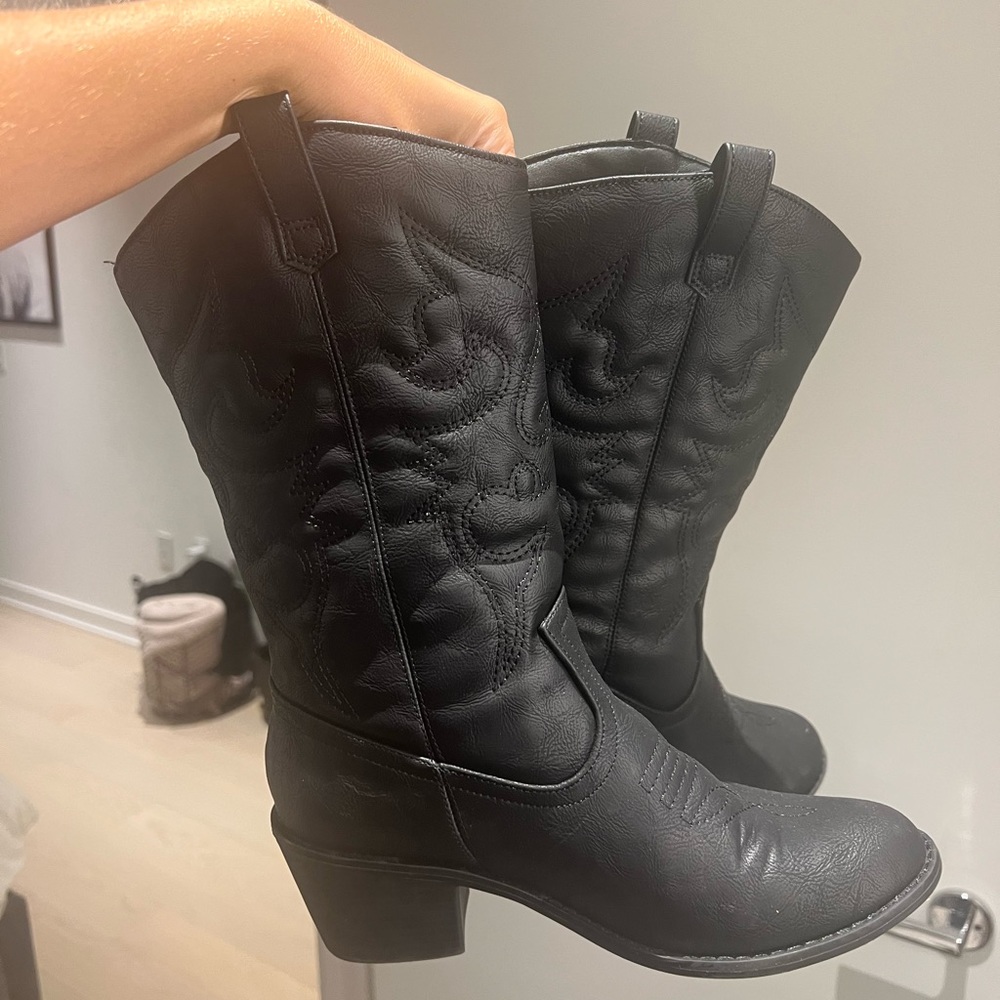 Black Cowboy Boots Excellent Condition